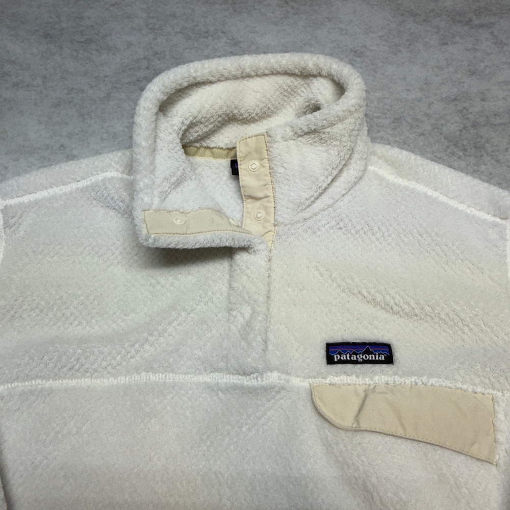 Patagonia Re-Tool Snap-T Fleece Pullover Cream White Polartec Womens Large - Picture 2 of 7
